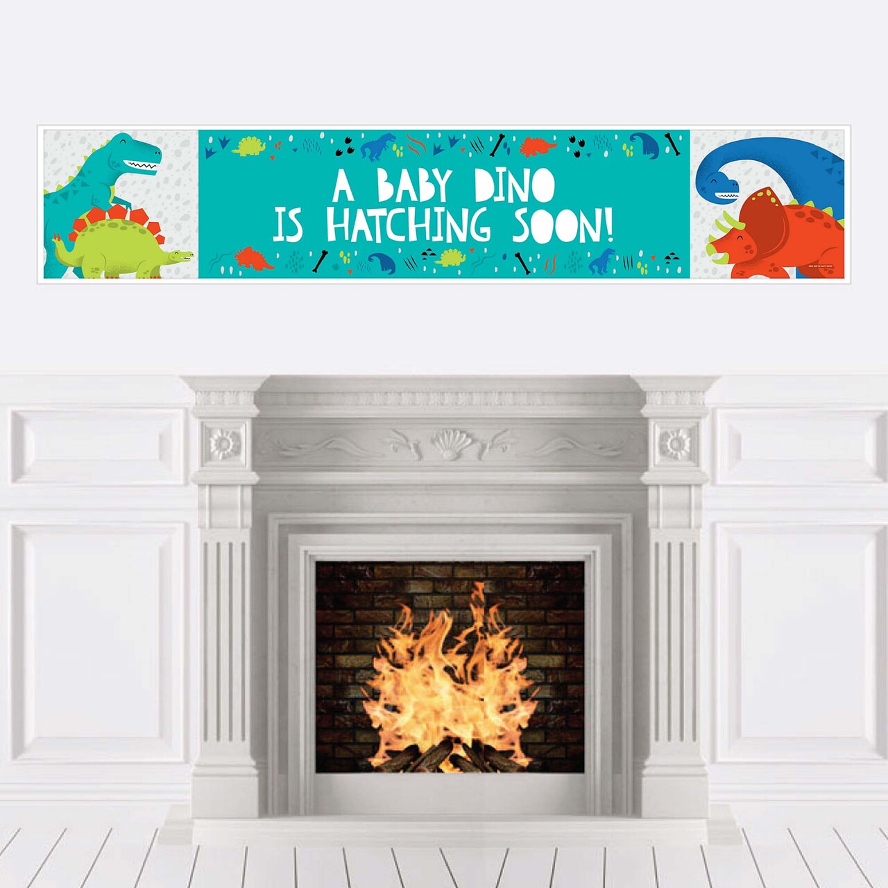 Big Dot of Happiness Roar Dinosaur - Dino Mite T-Rex Baby Shower Decorations Party Banner